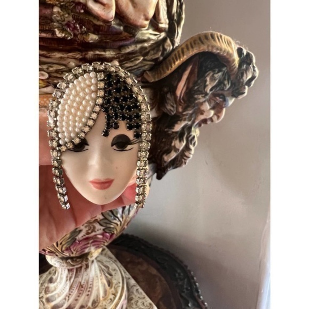 Vintage Pin, 1920s Style, Rhinestone, Face, Unique Gift